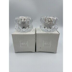 Mikasa Round Crystal Votive Candle Holder Impulse Set Of 2 New 2 Inches NIB